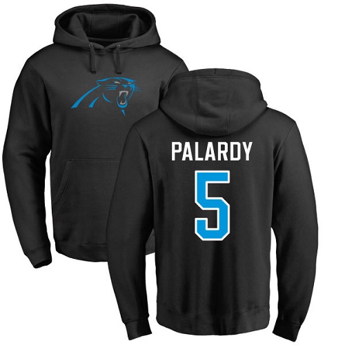 Carolina Panthers Men Black Michael Palardy Name and Number Logo NFL Football #5 Pullover Hoodie Sweatshirts